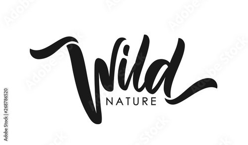 Handwritten type calligraphic lettering of Wild Nature on white background