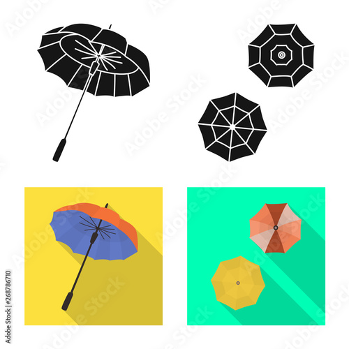 Vector illustration of protection and closed symbol. Collection of protection and rainy stock symbol for web.