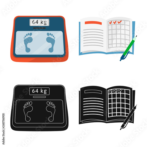 Isolated object of diet and treatment  symbol. Set of diet and medicine stock symbol for web.
