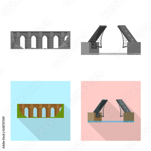 Vector illustration of connection and design sign. Set of connection and side stock vector illustration.