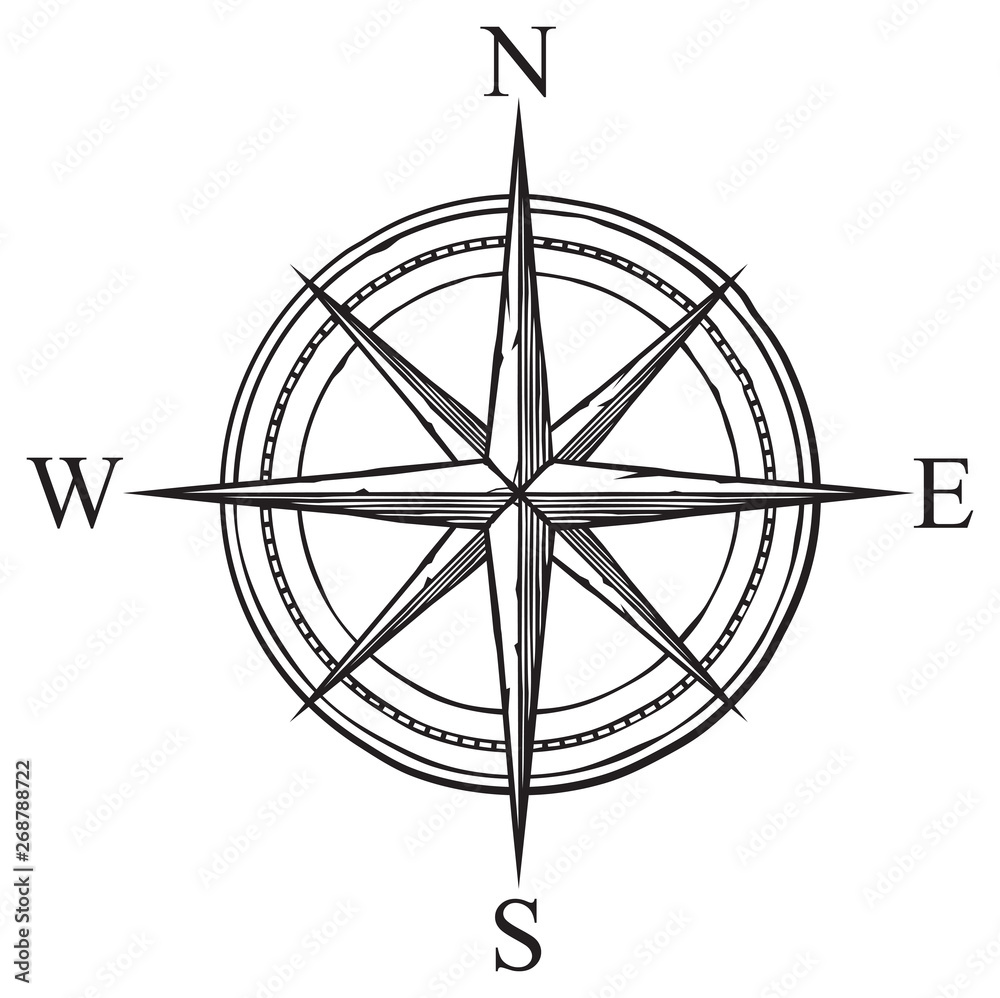 compass vector icon (retro design)