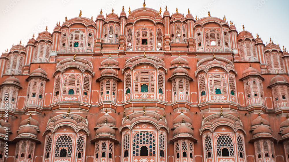 a pink royal palace in jaipur india