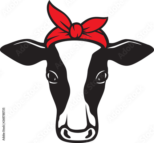 cow head with bandana vector icon