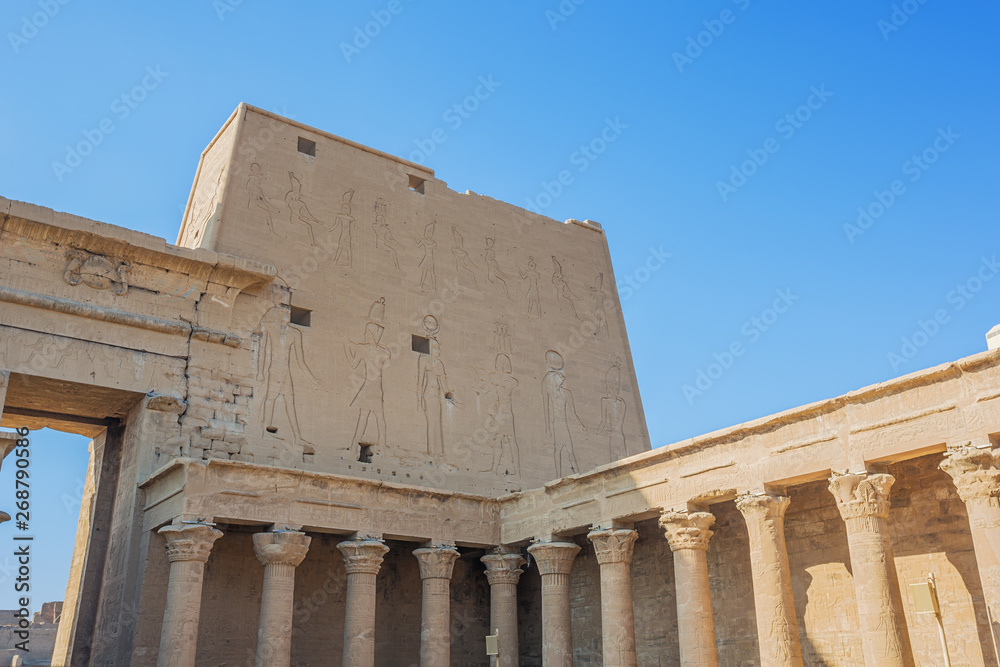 Right hand side the hypostyle hall of the Temple of Horus in Edfu