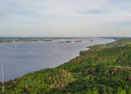 Forest near river with islands