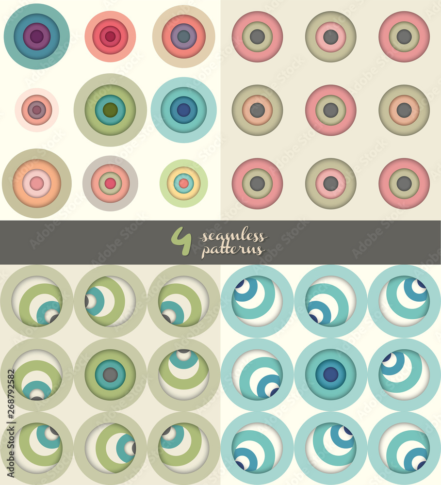 3d seamless pattern, paper cut geometric modern background. craft style illustration, Circles Clean Design Background - Vector