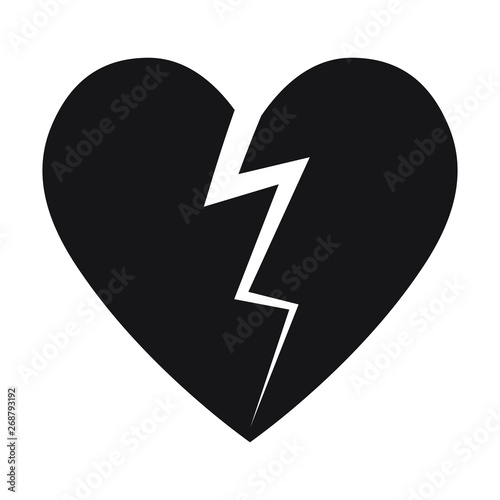 Broken Heart Icon On Black Background For Graphic Vector Image