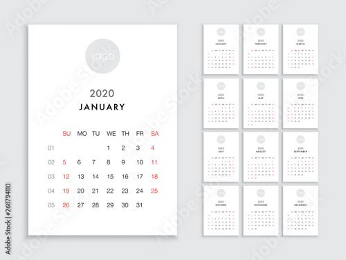 Calendar 2020 2021 year template day planner in this minimalist
