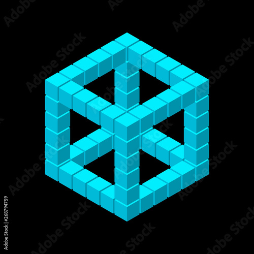 Wireframe cube from cubes. ...