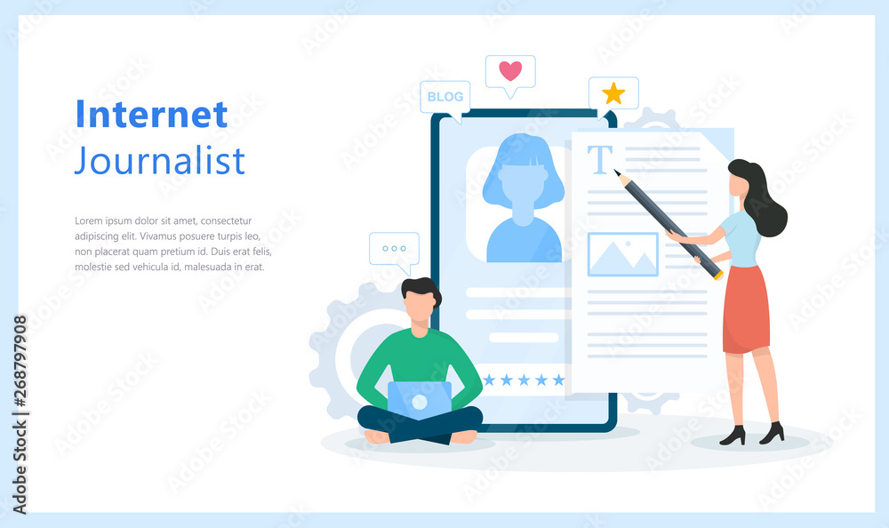 Internet journalist concept. Idea of blogging and content writing