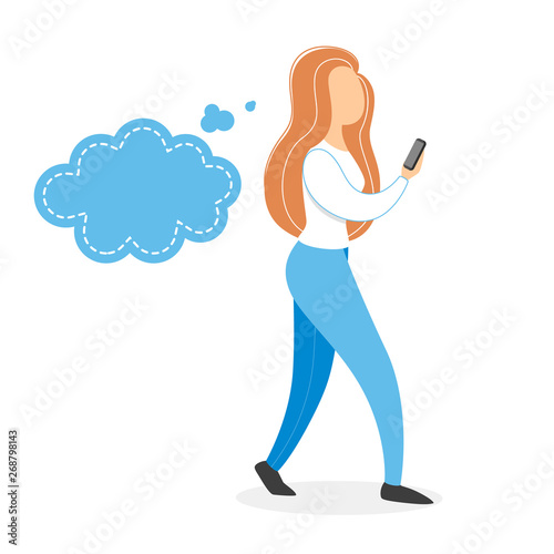 Woman walking and chatting in mobile phone