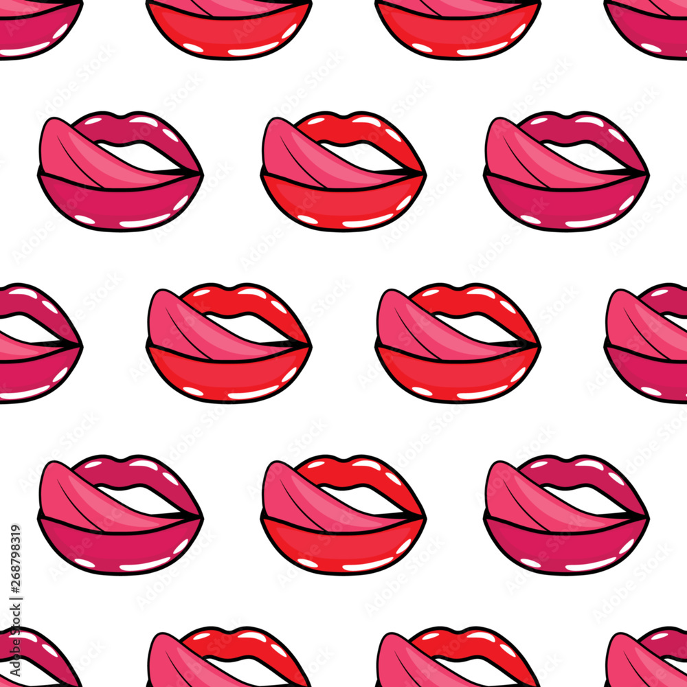 Red and pink lips seamless pattern, vector illustration. Red and pink lips seamless pattern, vector illustration.