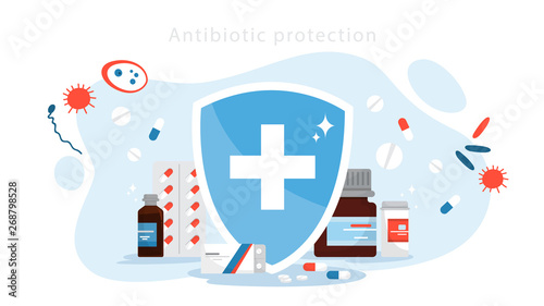 Antibiotic protection concept. Idea of medical treatment