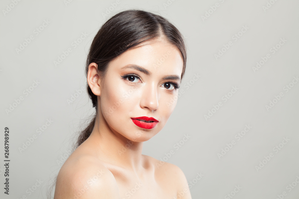 Beautiful woman face. Healthy model with clear skin portrait Beautiful woman face. Healthy model with clear skin portrait
