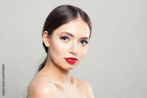 Beautiful woman face. Healthy model with clear skin portrait