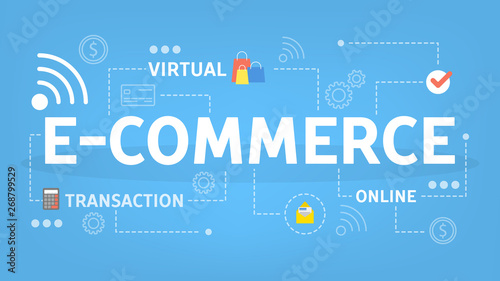 E-commerce concept. Idea of online money and electronic transcation