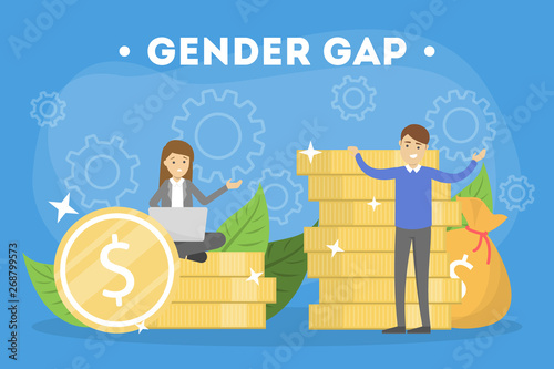 Gender gap web banner concept. Idea of different salary