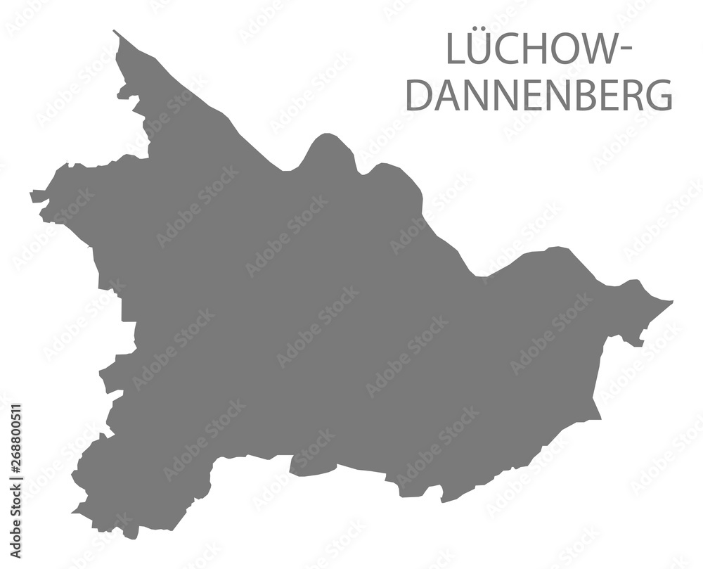 Luechow-Dannenberg grey county map of Lower Saxony Germany DE