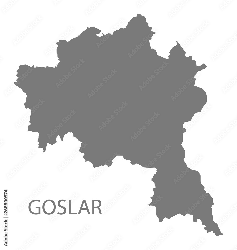 Goslar grey county map of Lower Saxony Germany DE