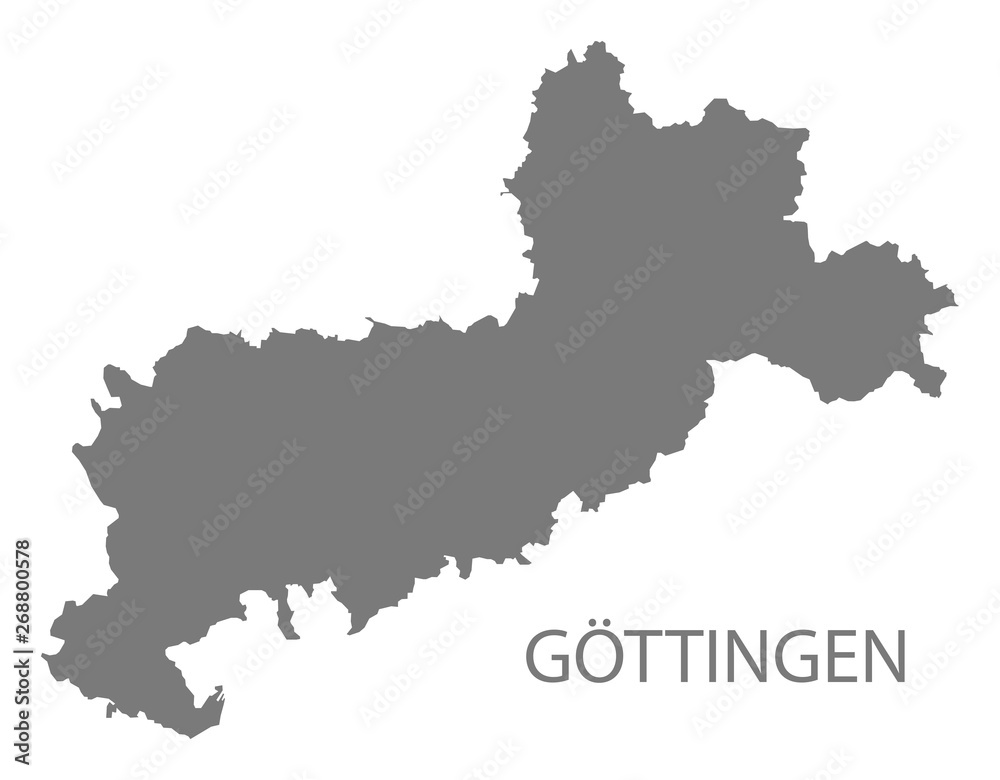 Goettingen grey county map of Lower Saxony Germany DE