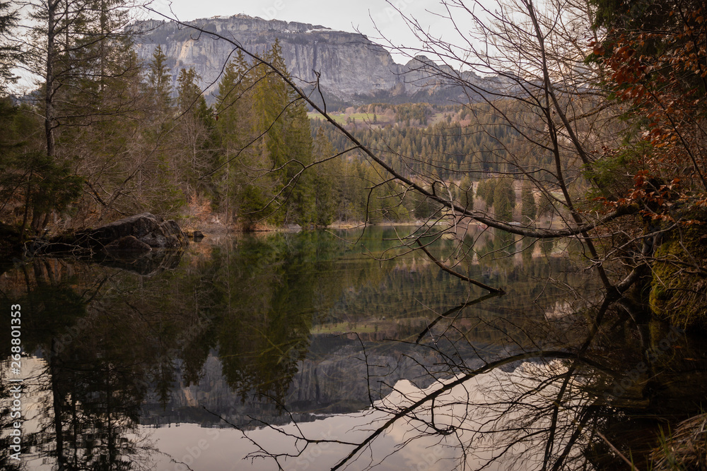 Fototapeta premium lake in the mountains, reflection in the water 