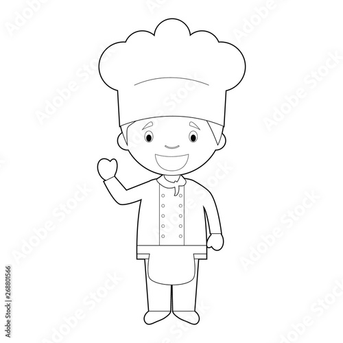 Easy coloring cartoon vector illustration of a chef.