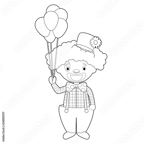 Easy coloring cartoon vector illustration of a clown.