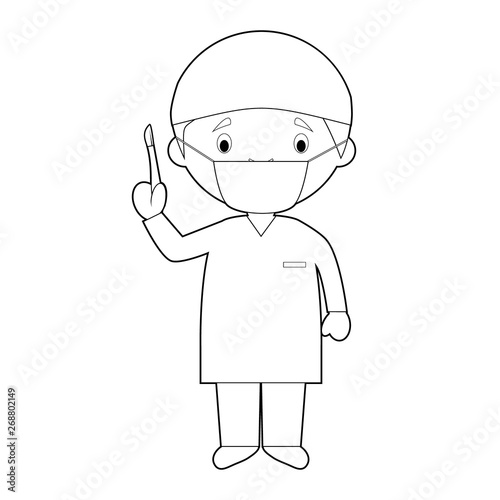 Easy coloring cartoon vector illustration of a surgeon.