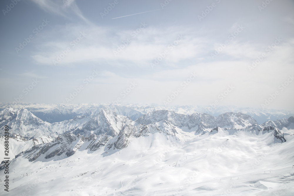 Fantastic view on snow covered mountains