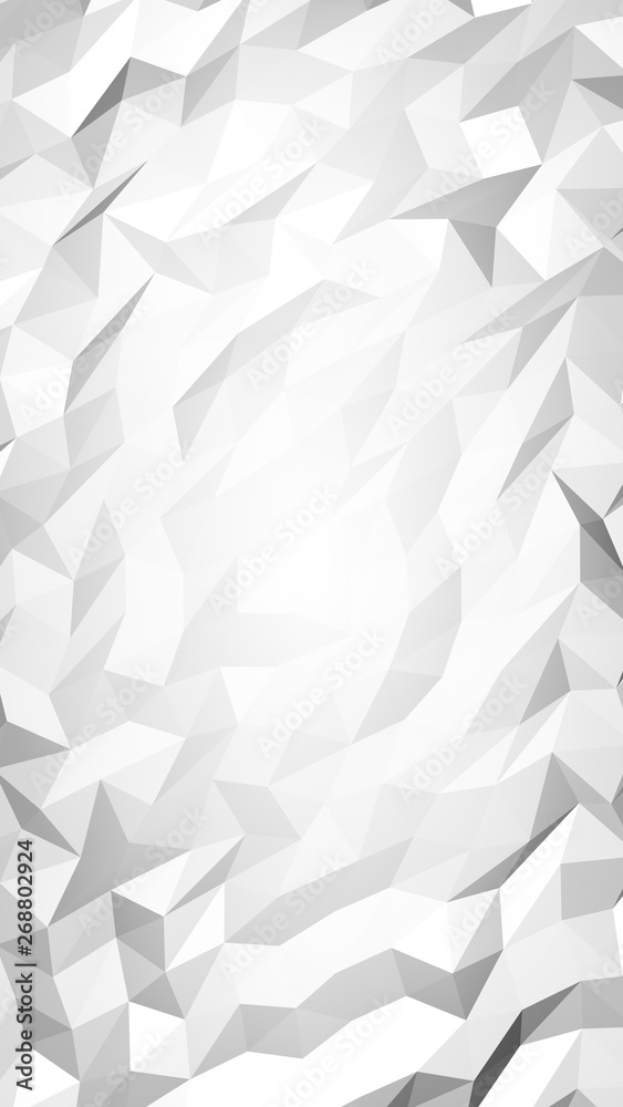 White abstract background. Lowpoly backdrop. Crumpled paper. 3D illustration