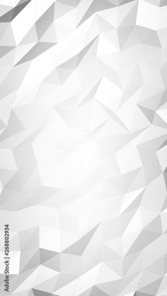 White abstract background. Lowpoly backdrop. Crumpled paper. 3D illustration