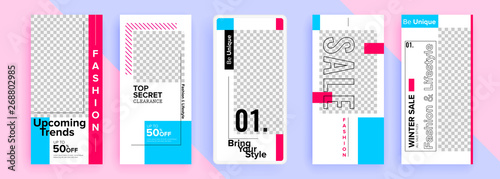 Trendy editable template for social networks stories, vector illustration. Design backgrounds for social media.