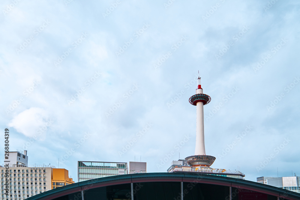 Kyoto, Japan - November 9, 2016: Beautiful scenics of Kyoto tower which is Kyoto's tallest structure and a rare modern iconic landmark in Kyoto, Japan. Kyoto, Japan - November 9, 2016: Beautiful scenics of Kyoto tower which is Kyoto's tallest structure and a rare modern iconic landmark in Kyoto, Japan.