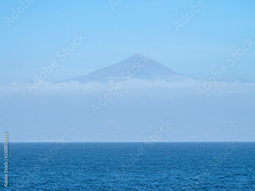 View to Tenerife island with the volcano Teide with the Atlantic Ocean in between