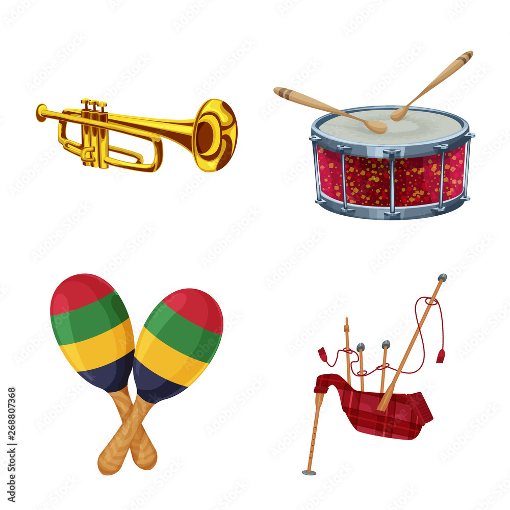 Vector design of music and tune symbol. Set of music and tool stock vector illustration. Vector design of music and tune symbol. Set of music and tool stock vector illustration.