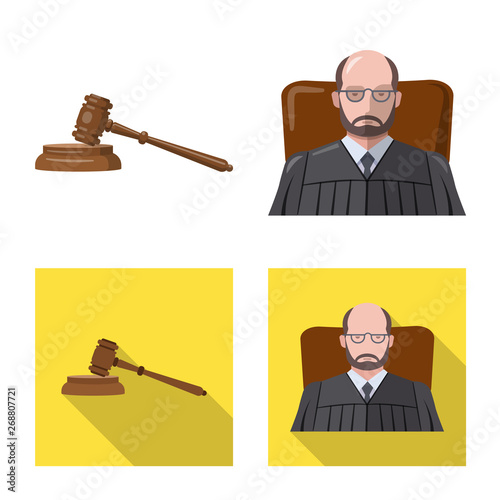 Vector illustration of law and lawyer sign. Set of law and justice stock vector illustration.