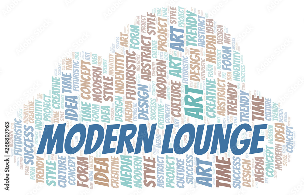 Modern Lounge word cloud. Wordcloud made with text only.