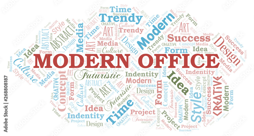 Modern Office word cloud. Wordcloud made with text only.