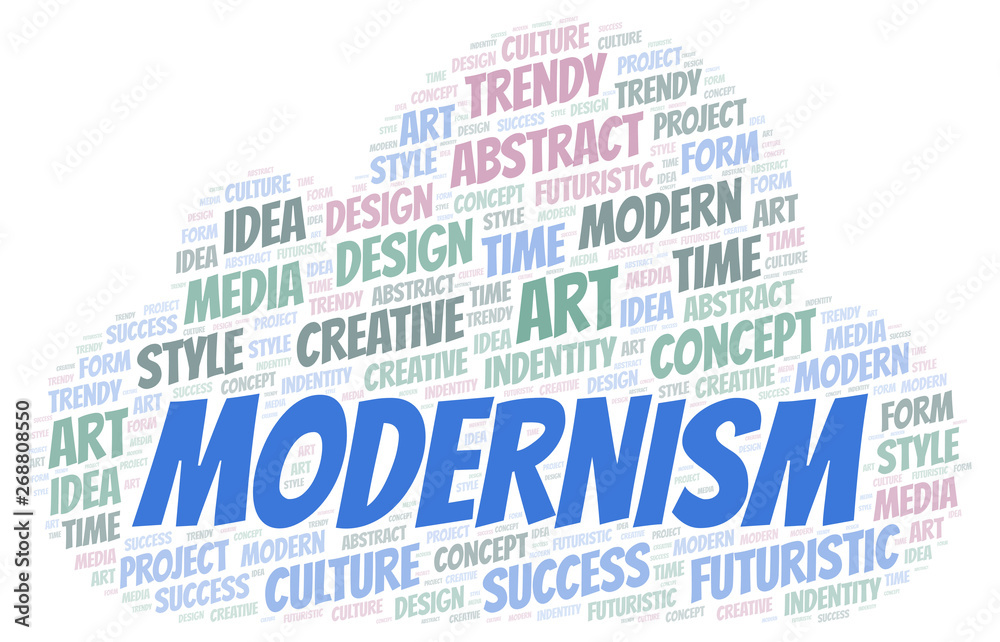 Obraz premium Modernism word cloud. Wordcloud made with text only.