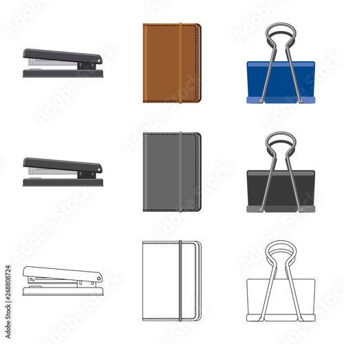 Vector illustration of office and supply symbol. Collection of office and school stock symbol for web.
