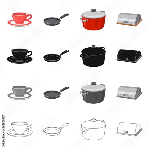 Vector design of kitchen and cook icon. Set of kitchen and appliance stock symbol for web.