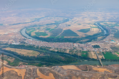 Ebro river meander. Sastago Village. Alborge Village. Cinco Olivas Village. Zaragoza Province, Aragon, Spain, Europe photo