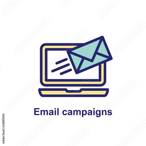 Email marketing campaigns icon - flying envelope showing being sent
