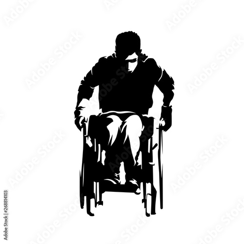 Disabled person in wheelchair, abstract isolated vector illustration