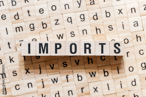 Imports word concept on cubes