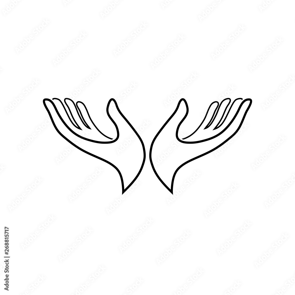Flat design icon of hands. Supporting hands illustration.