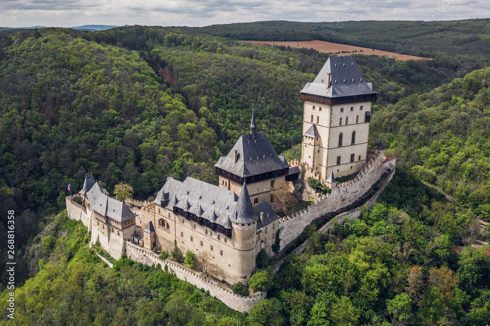 Aerial view of Karlstejn Castle
