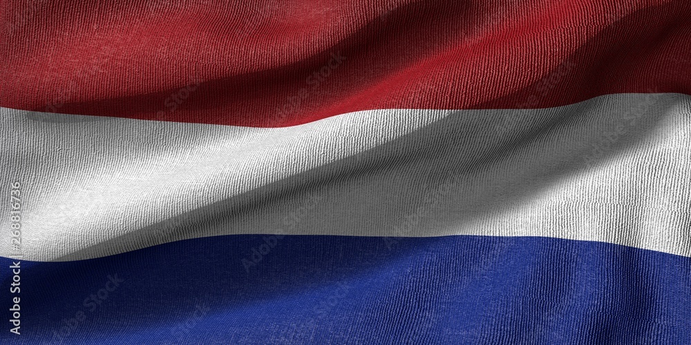 3d rendering of a Netherlands flag with fabric texture