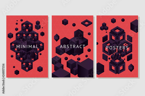 Abstract composition with 3D object. Vectro poster with futuristic background. Minimal style backdrop for annual report and presentation.