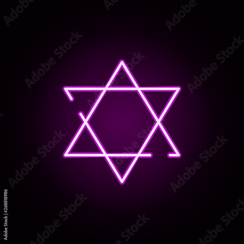 star of David neon icon. Elements of hannukah set. Simple icon for websites, web design, mobile app, info graphics
